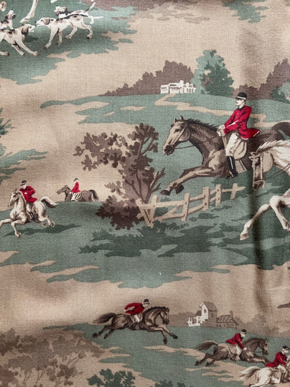 Vintage Lauren Ralph Lauren Equestrian Fox Hunt Button-Up Shirt Olive/Tan Small - Picture 10 of 11